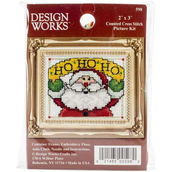Ho Ho Ho W/Frame Mini Cross Stitch Kit