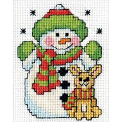Snowman W/Frame Mini Cross Stitch Kit