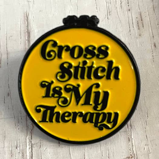 Cross Stitch Therapy Enamel Pin