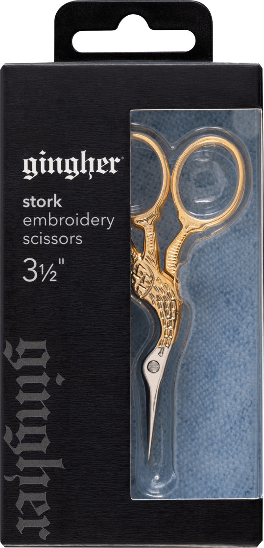 Gingher Gold-Handled Stork Embroidery Scissors 3.5"