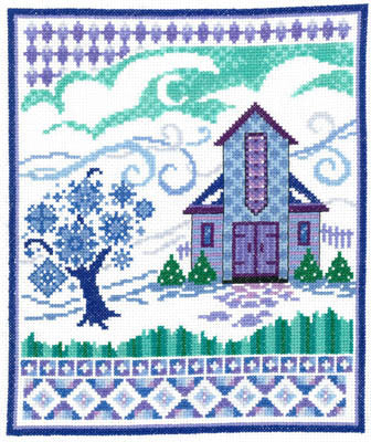 Barn with Winter Quilts Pattern