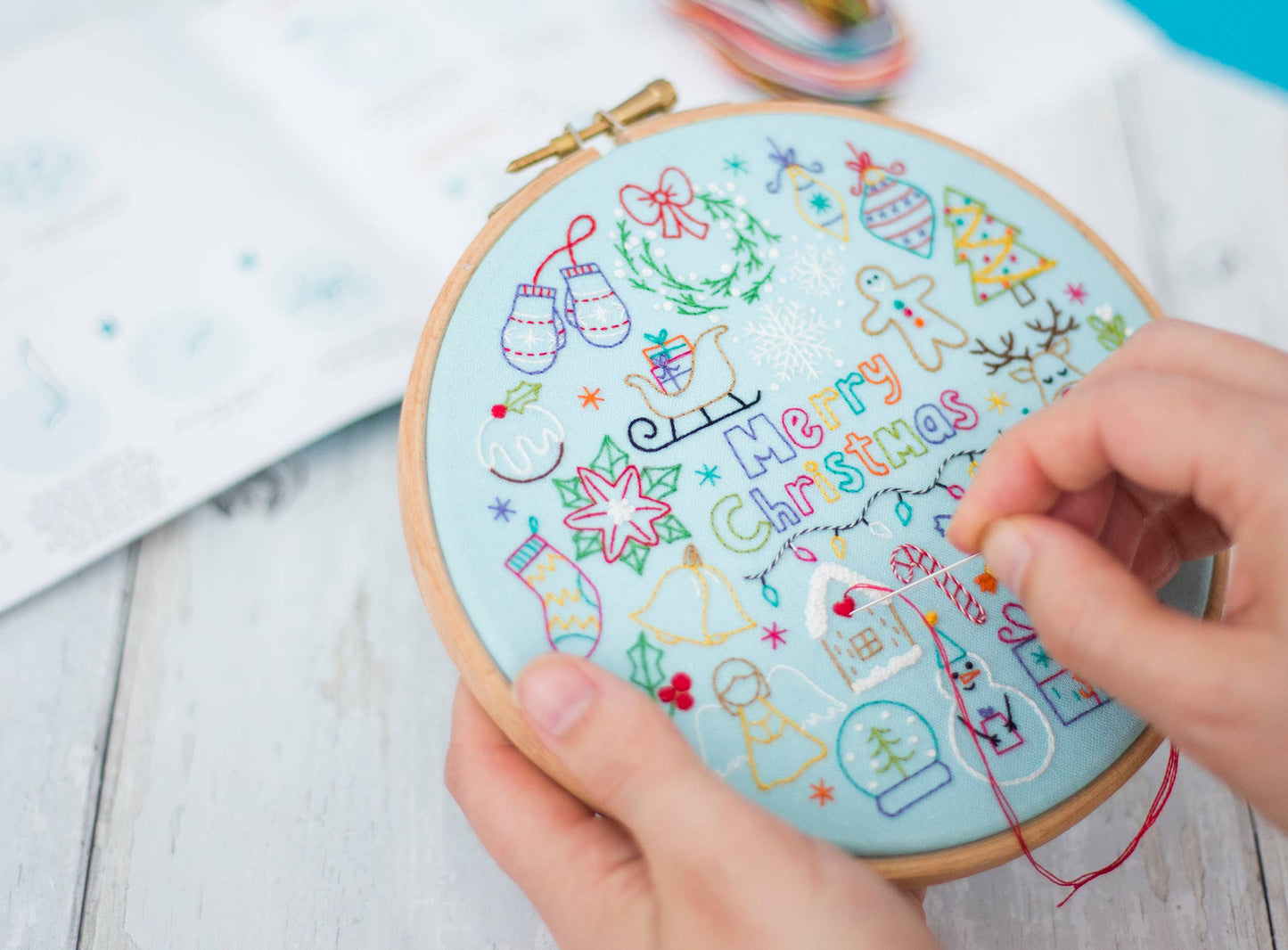 24 Days of Advent  Christmas Embroidery Pattern Fabric Pack