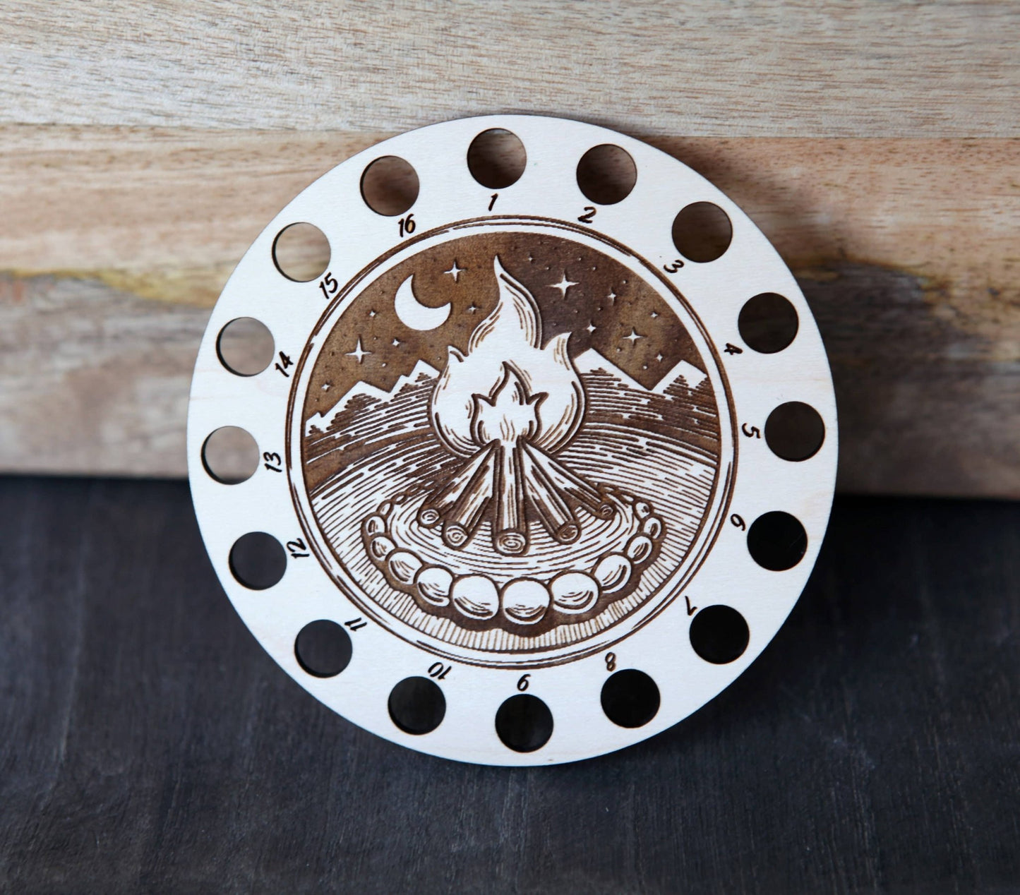 Campfire Embroidery Floss Holder in Maple Wood