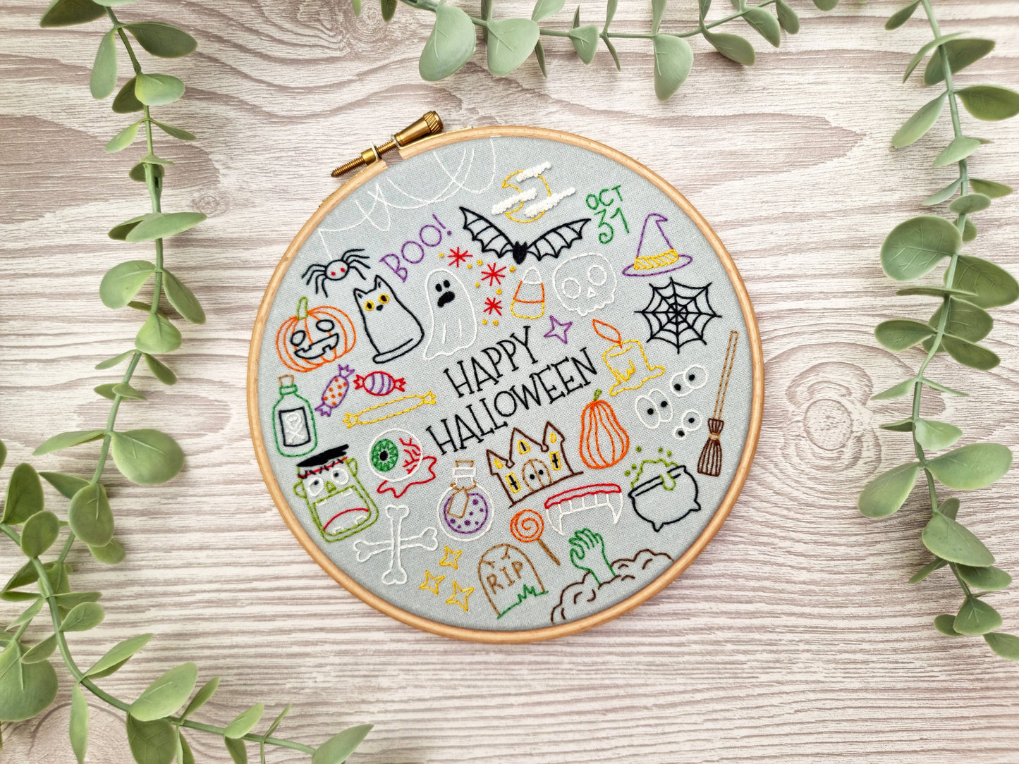 Happy Halloween Embroidery Pattern Fabric Pack