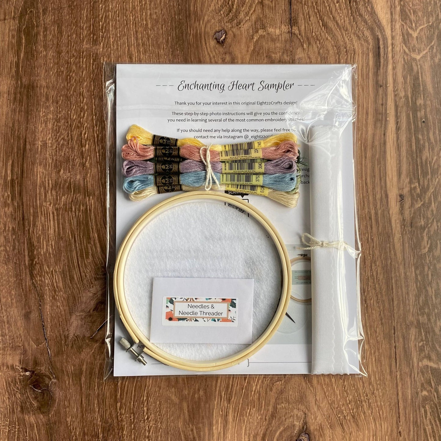 Enchanting Heart Sampler Embroidery Kit, Level 1