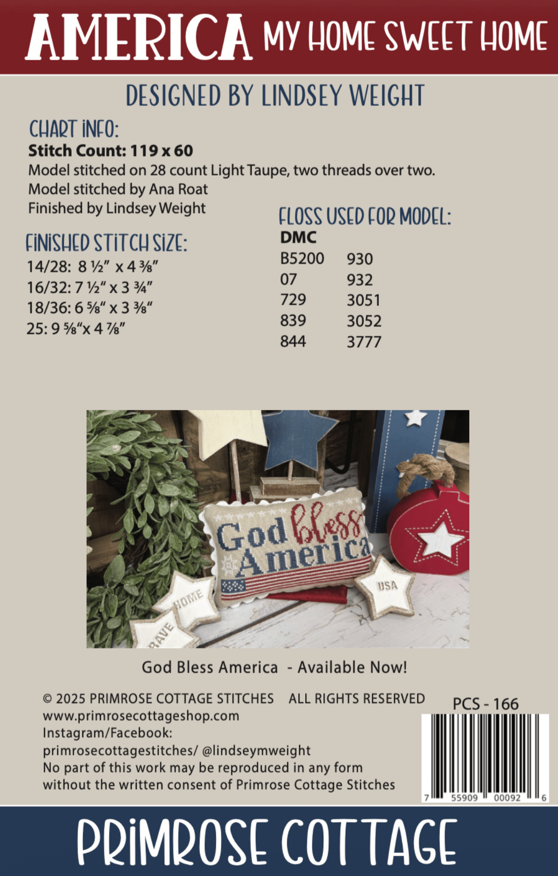 America My Home Sweet Home Pattern