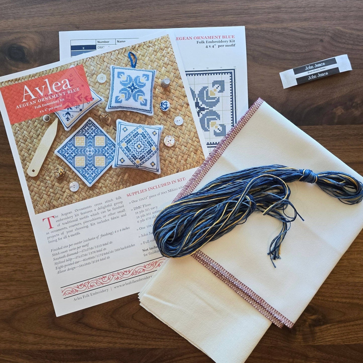 Aegean Ornaments Blue Cross Stitch Kit