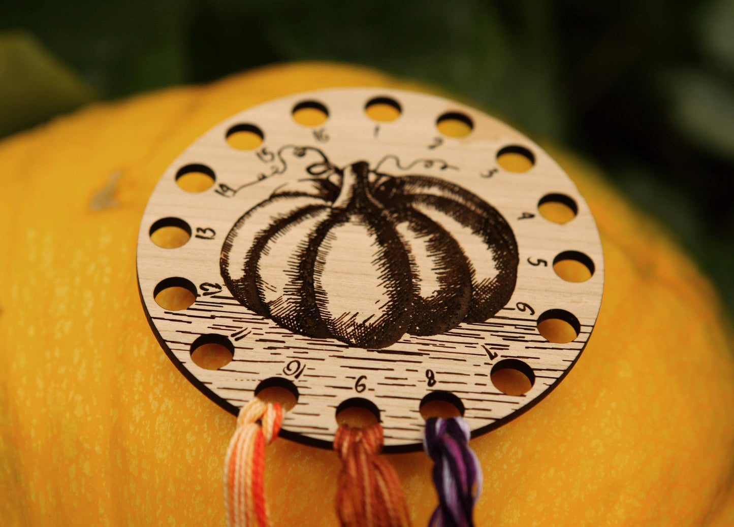 Pumpkin Floss Thread Holder Cherry Wood