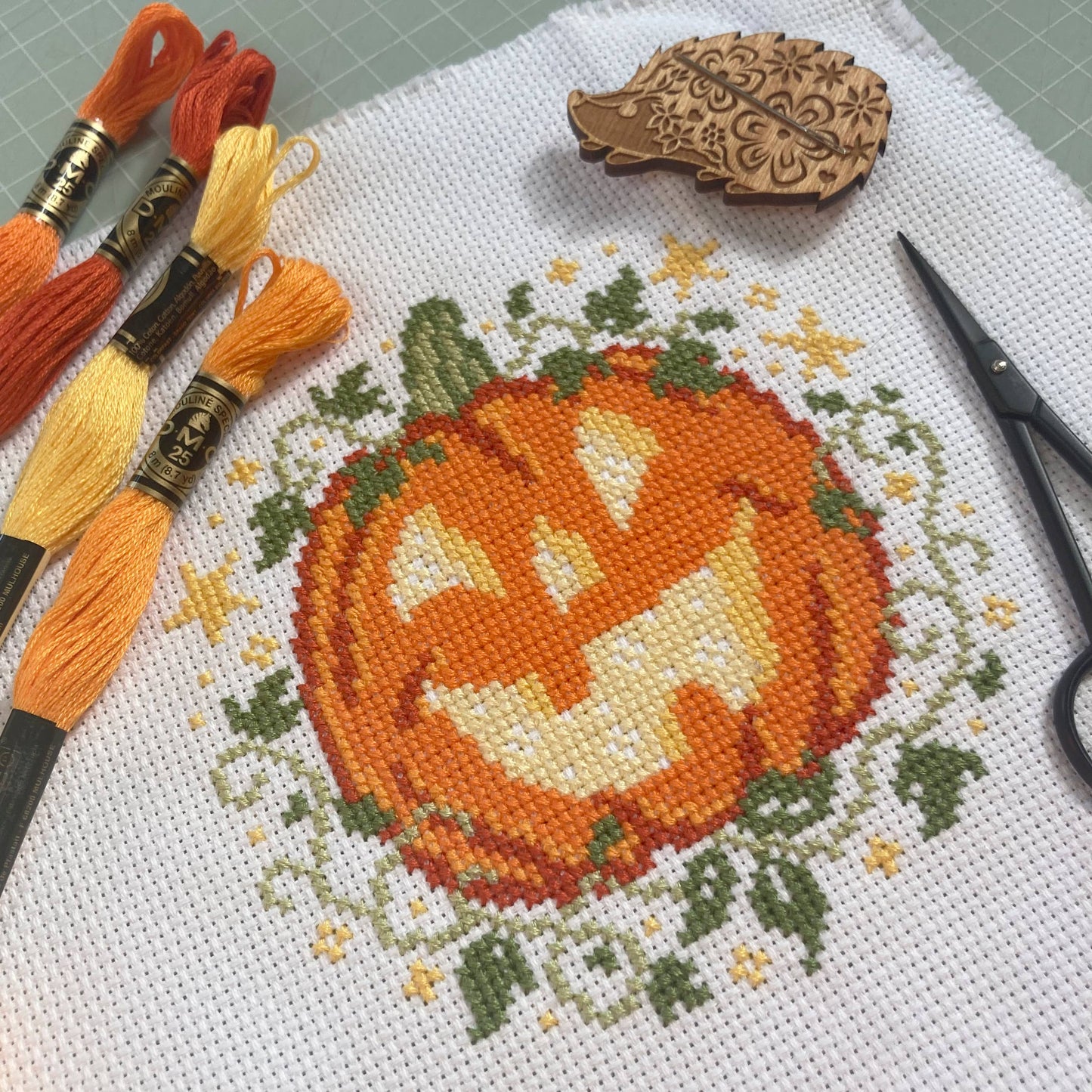 Pumpkin and Stars Cross Stitch Kit