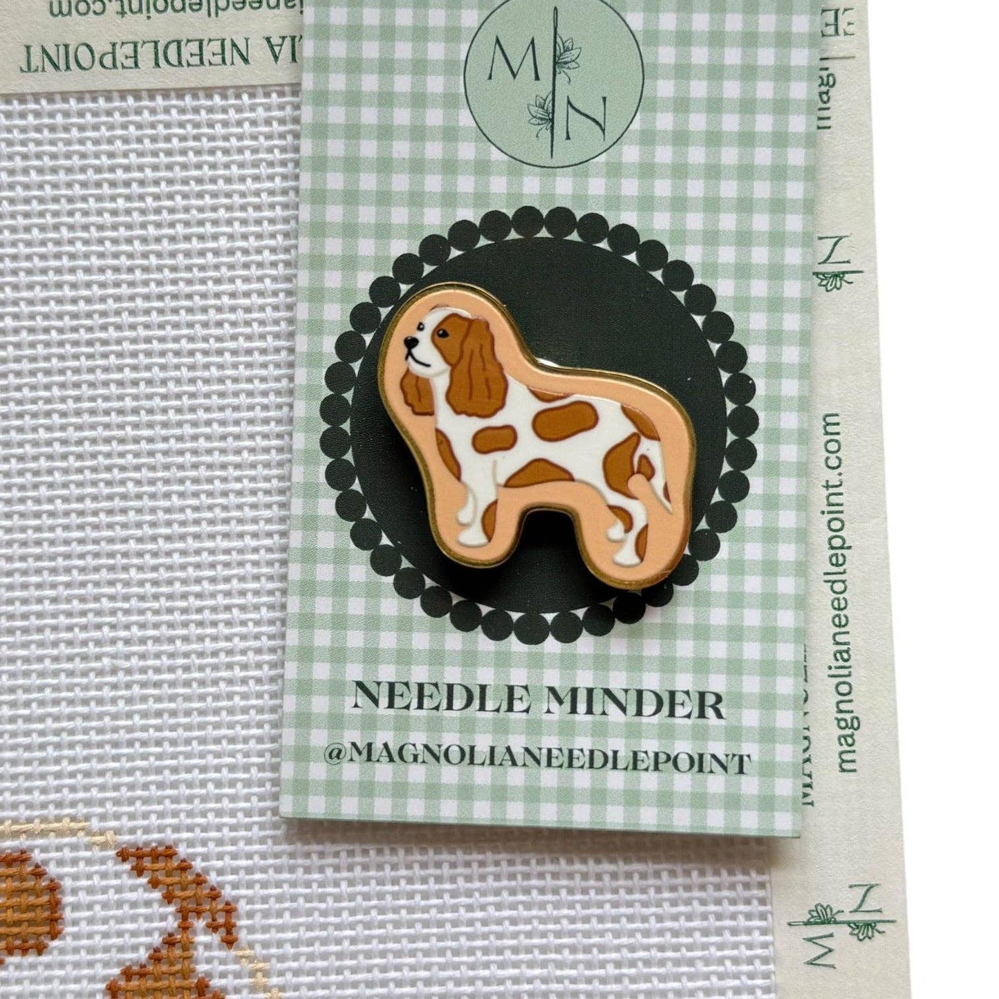 Red and White King Charles Cavalier Needle Minder