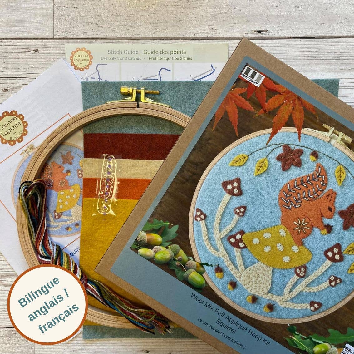 Squirrel Felt Applique Hoop Kit