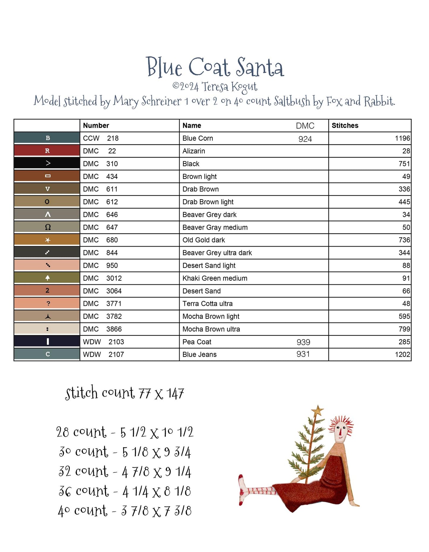 PRE-ORDER Blue Coat Santa Pattern