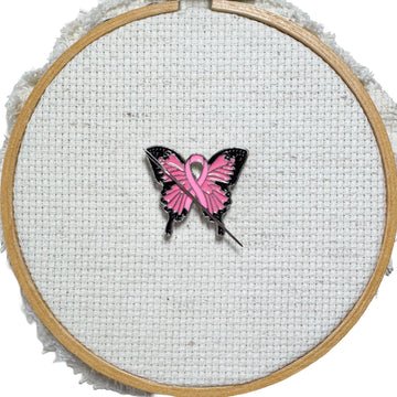 Pink Ribbon Enamel Needle Minder