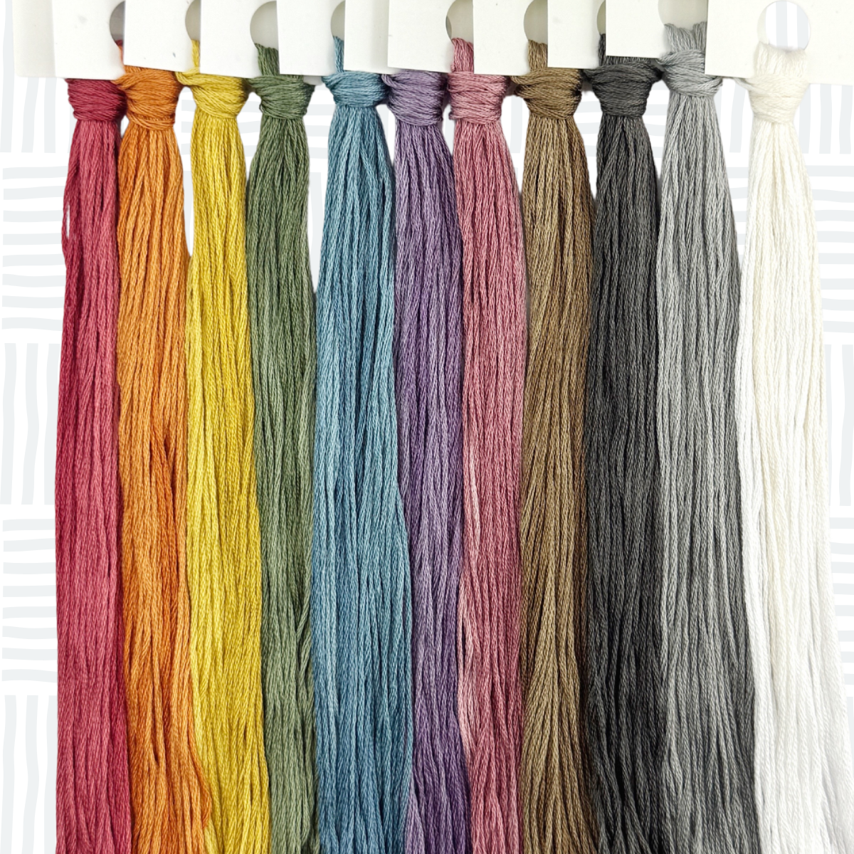 Classic Faded Rainbow Hand Dyed Thread Bundle - 11 Skeins