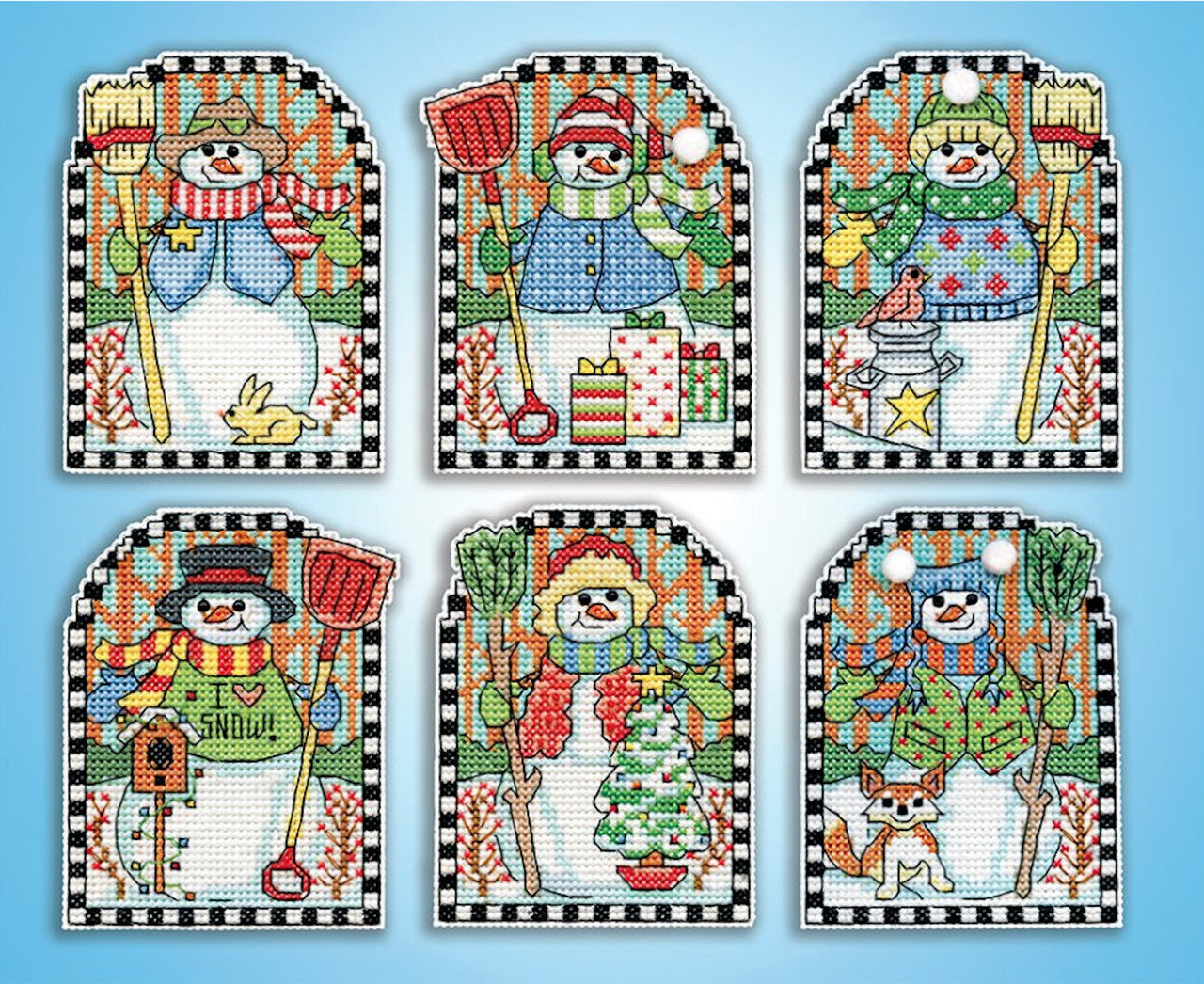 Woodland Snowmen Cross Stitch Ornaments Kit