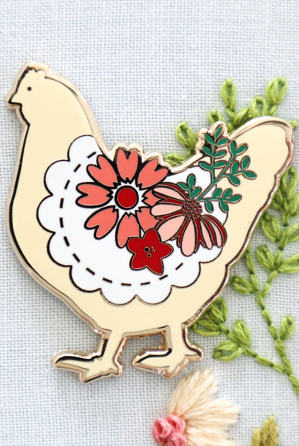 Farmhouse Floral Chicken Needle Minder