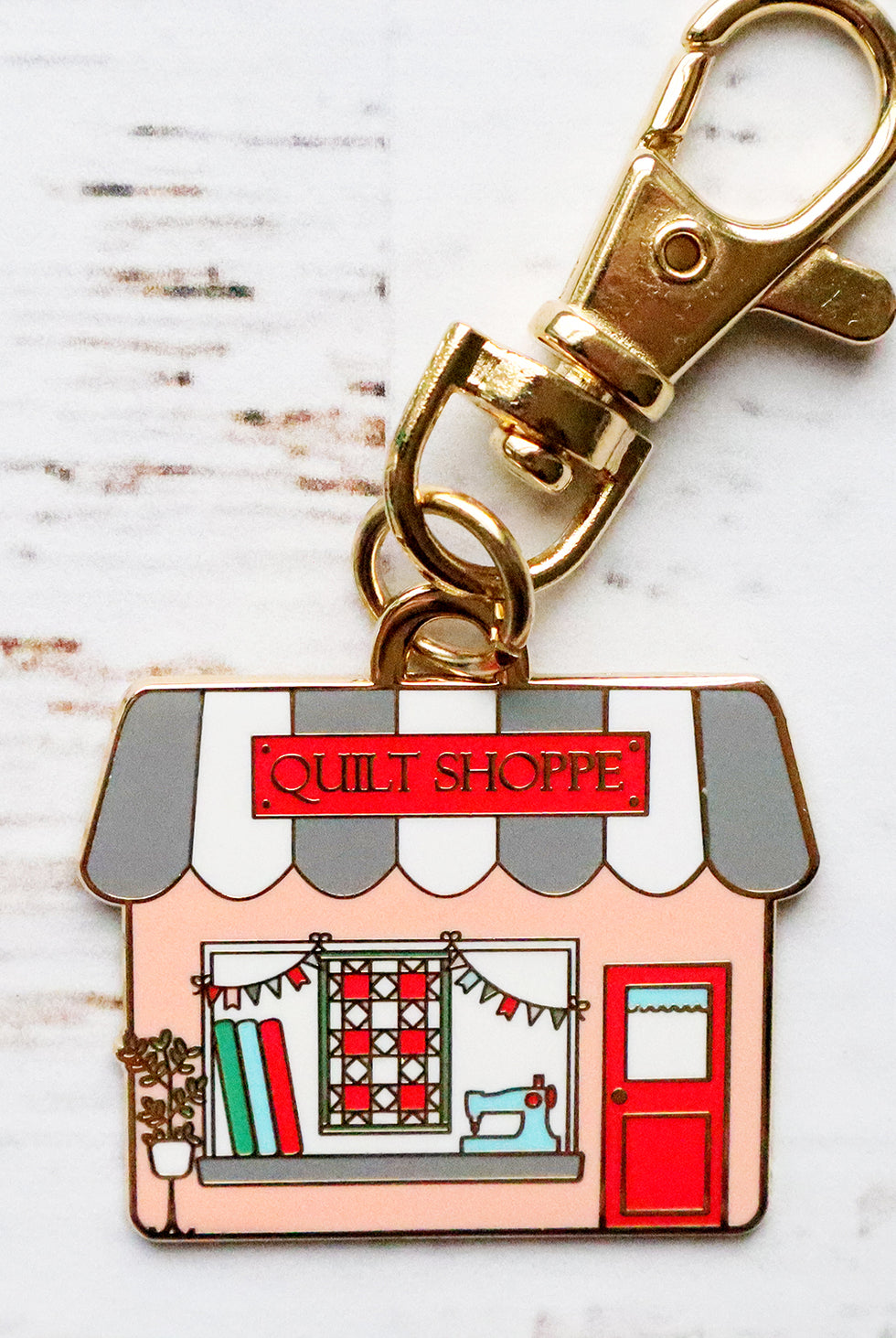 Quilt Shop Enamel Charm