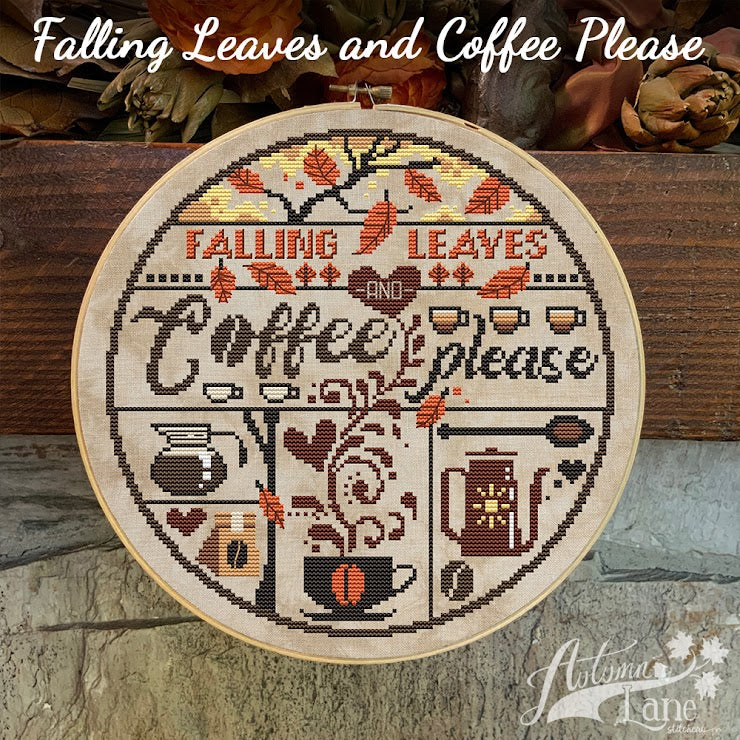 Falling Leaves and Coffee Please Pattern