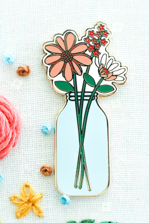 Mason Jar Vase Needle Minder