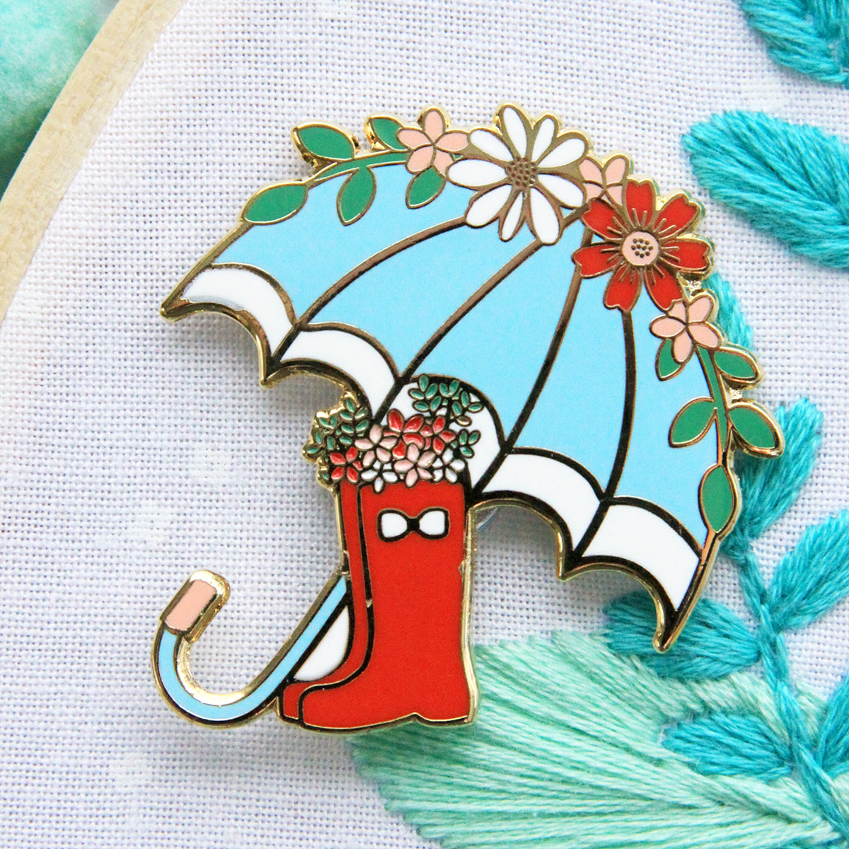 Floral Umbrella and Boots Needle Minder