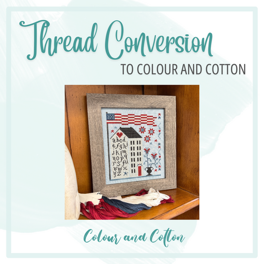 Thread Conversion American Sampler House by Annie Beez Folk Art