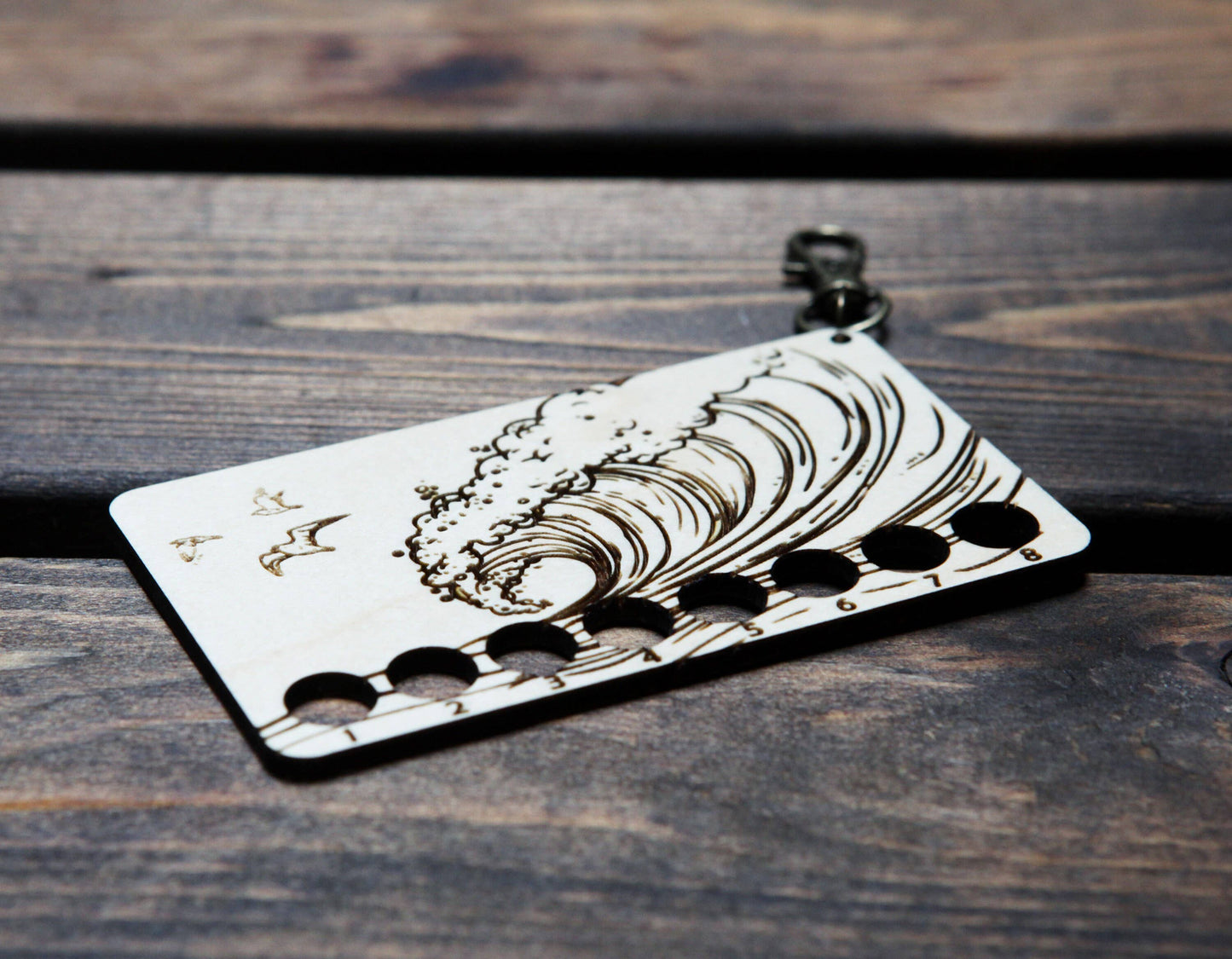 Ocean Wave Embroidery Floss Holder Maple Wood Rectangle