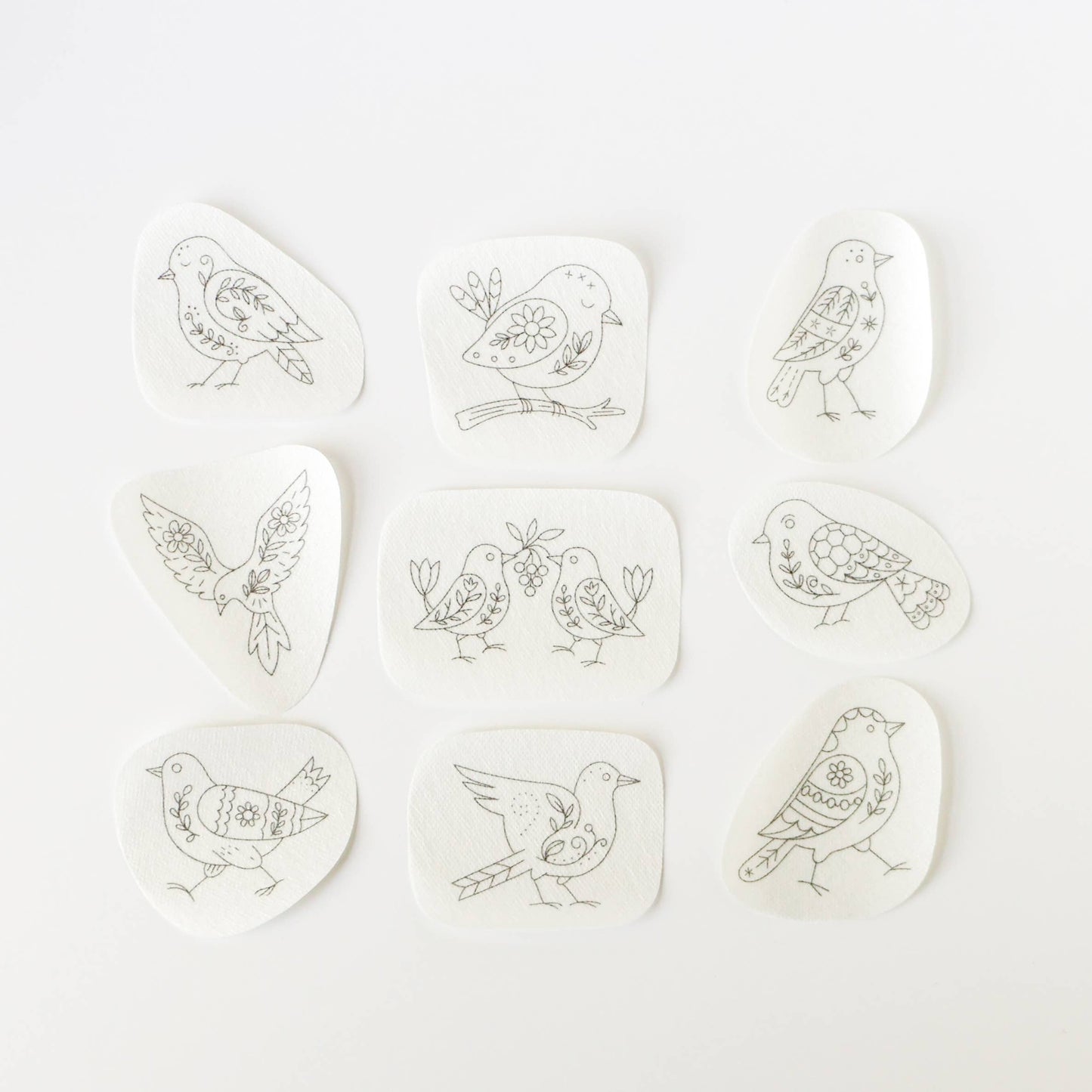 Folk Birds Stick and Stitch Embroidery Patterns