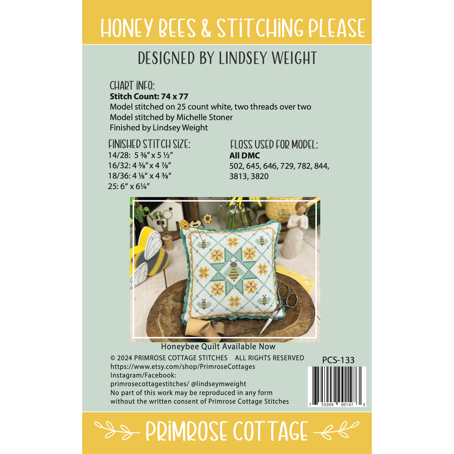 Honey Bees and Stitching Please Pattern