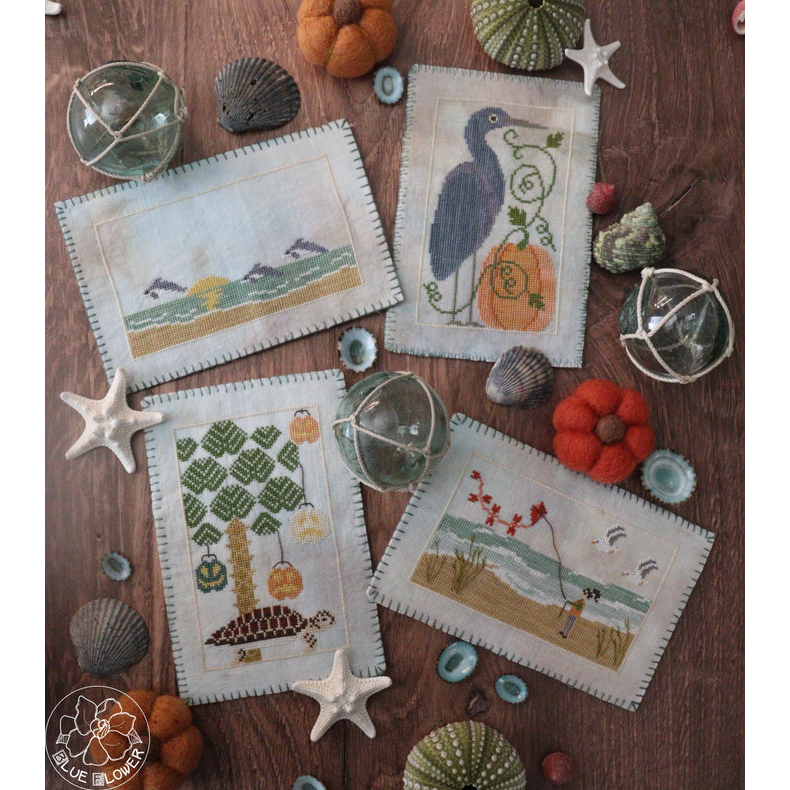 Autumn Beach Postcards Pattern