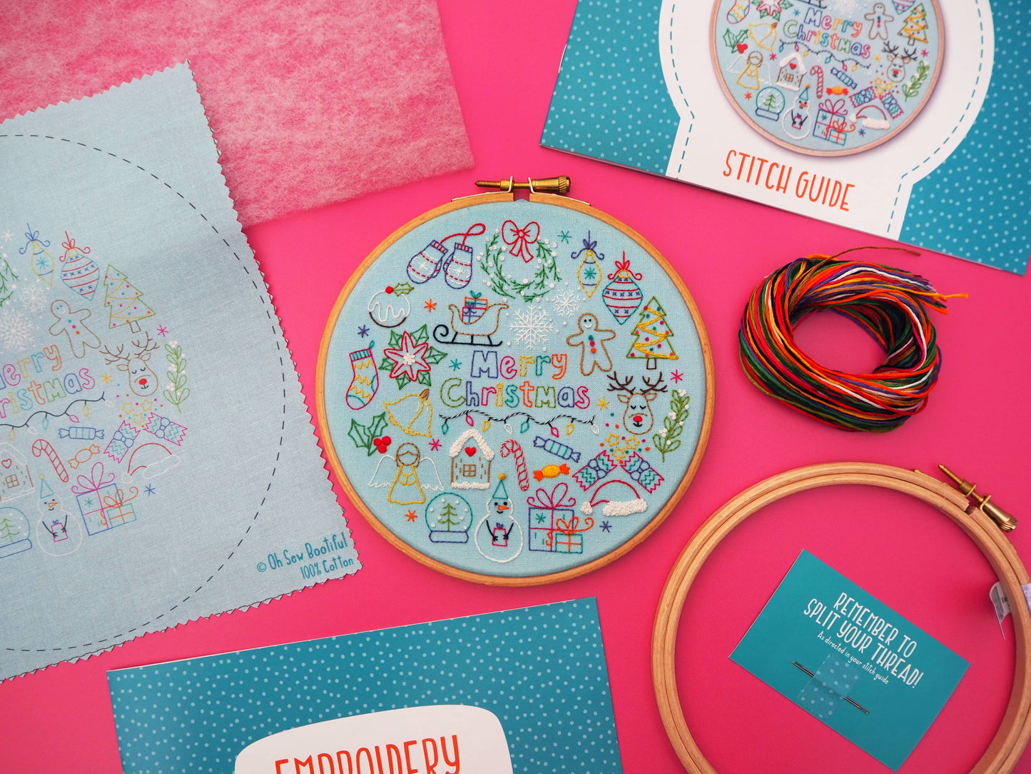 24 Days of Advent Christmas Handmade Embroidery Kit Hoop Art