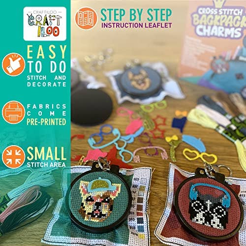 5 Stamped Cross Stitch Kits Dogs