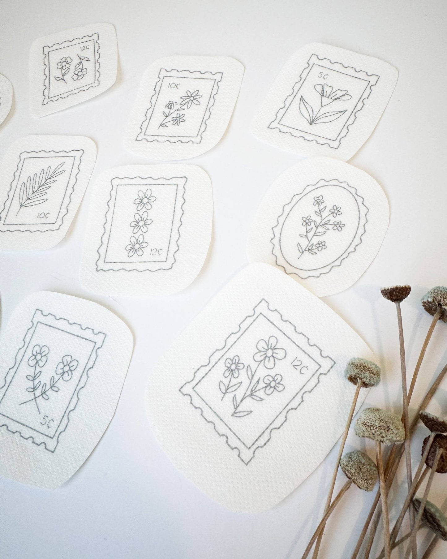 Floral Stamp Embroidery Stick and Stitch Pack
