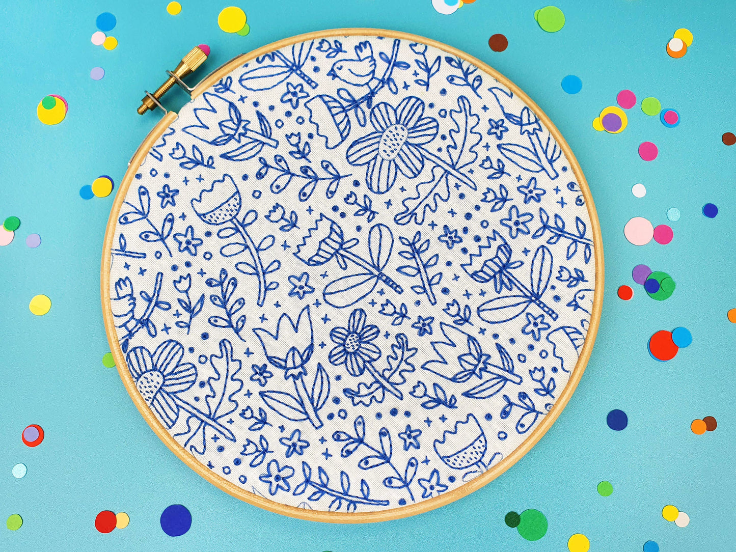 Doodle Flowers Handmade Embroidery Pattern Fabric Pack