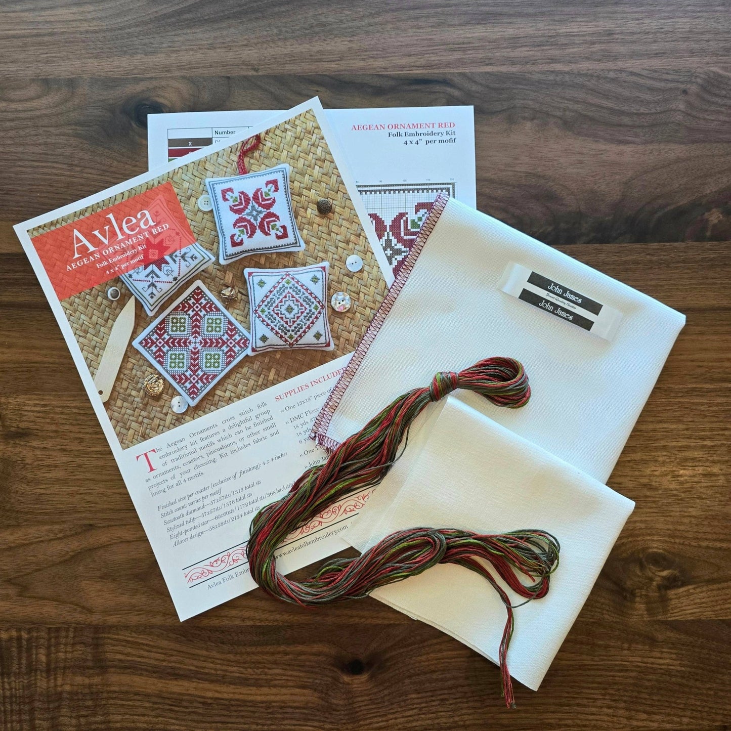 Aegean Ornaments Red Cross Stitch Kit