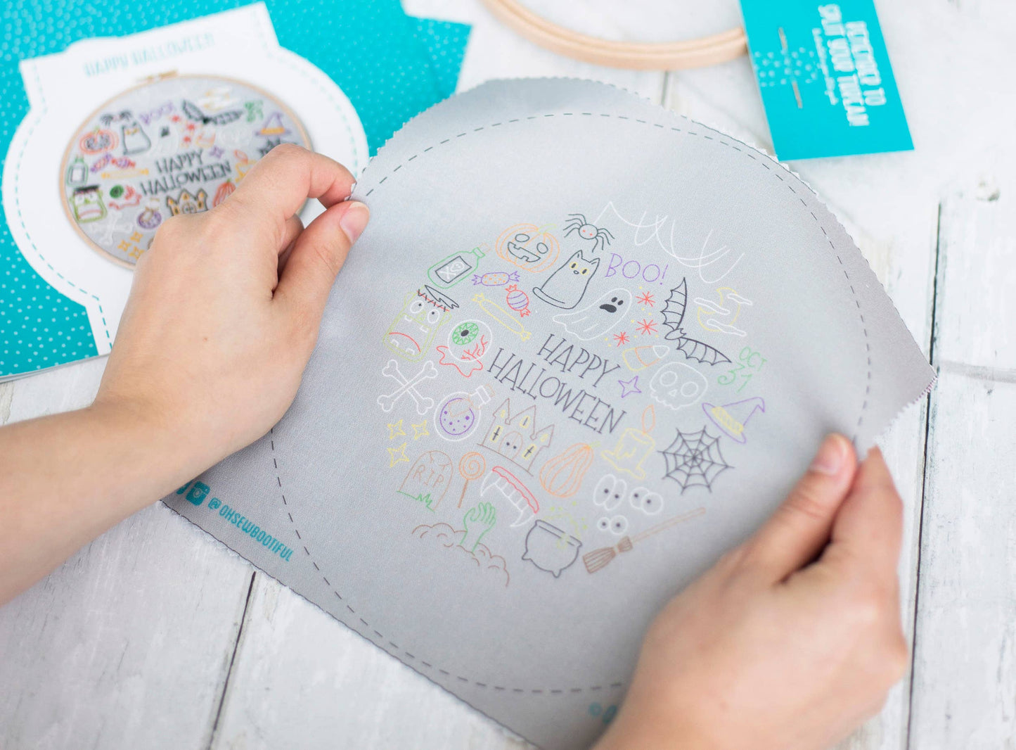 Happy Halloween Embroidery Pattern Fabric Pack