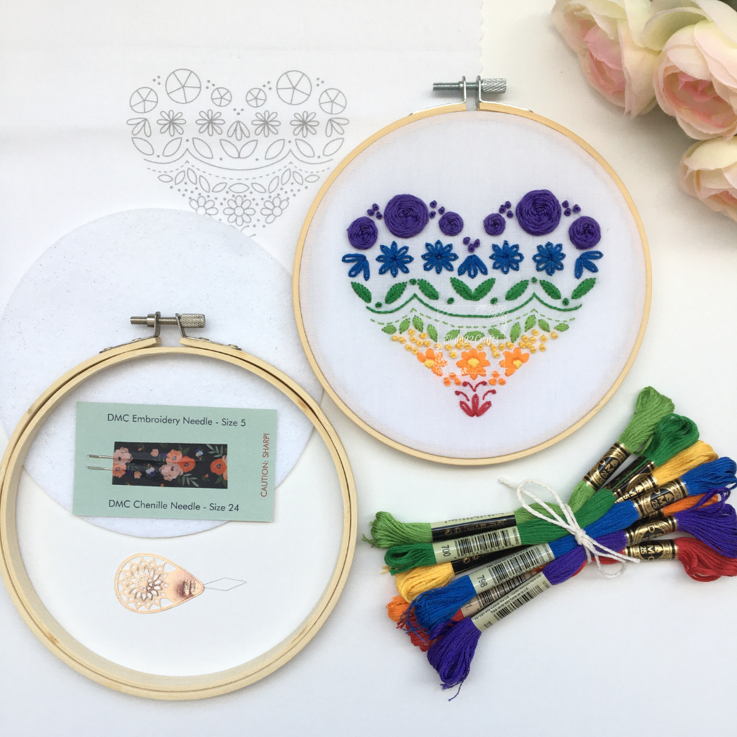 Heart Sampler Embroidery Kit Level 1
