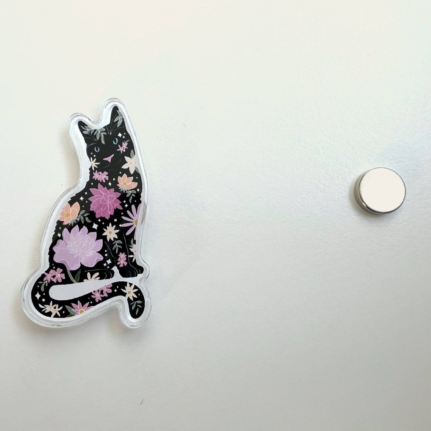 Lavender Floral Black Cat Needle Minder