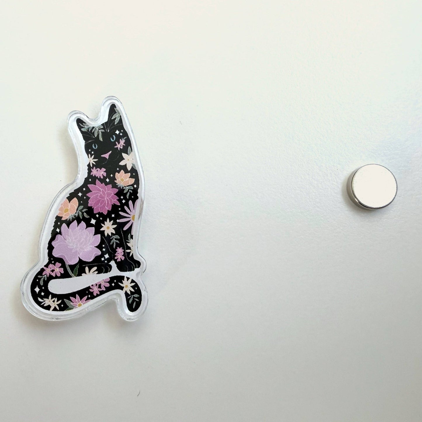 Lavender Floral Black Cat Needle Minder