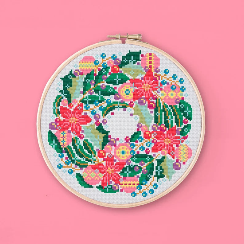 Vintage Christmas Wreath Pattern
