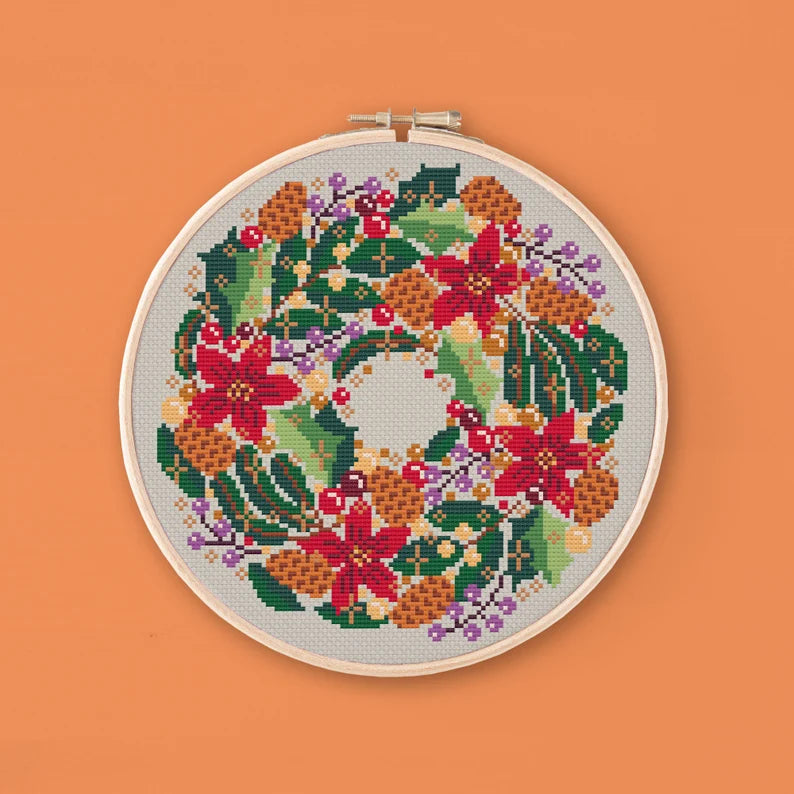 Natural Christmas Wreath Pattern