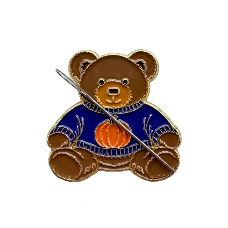 Fall Pumpkin Teddy Bear Needle Minder