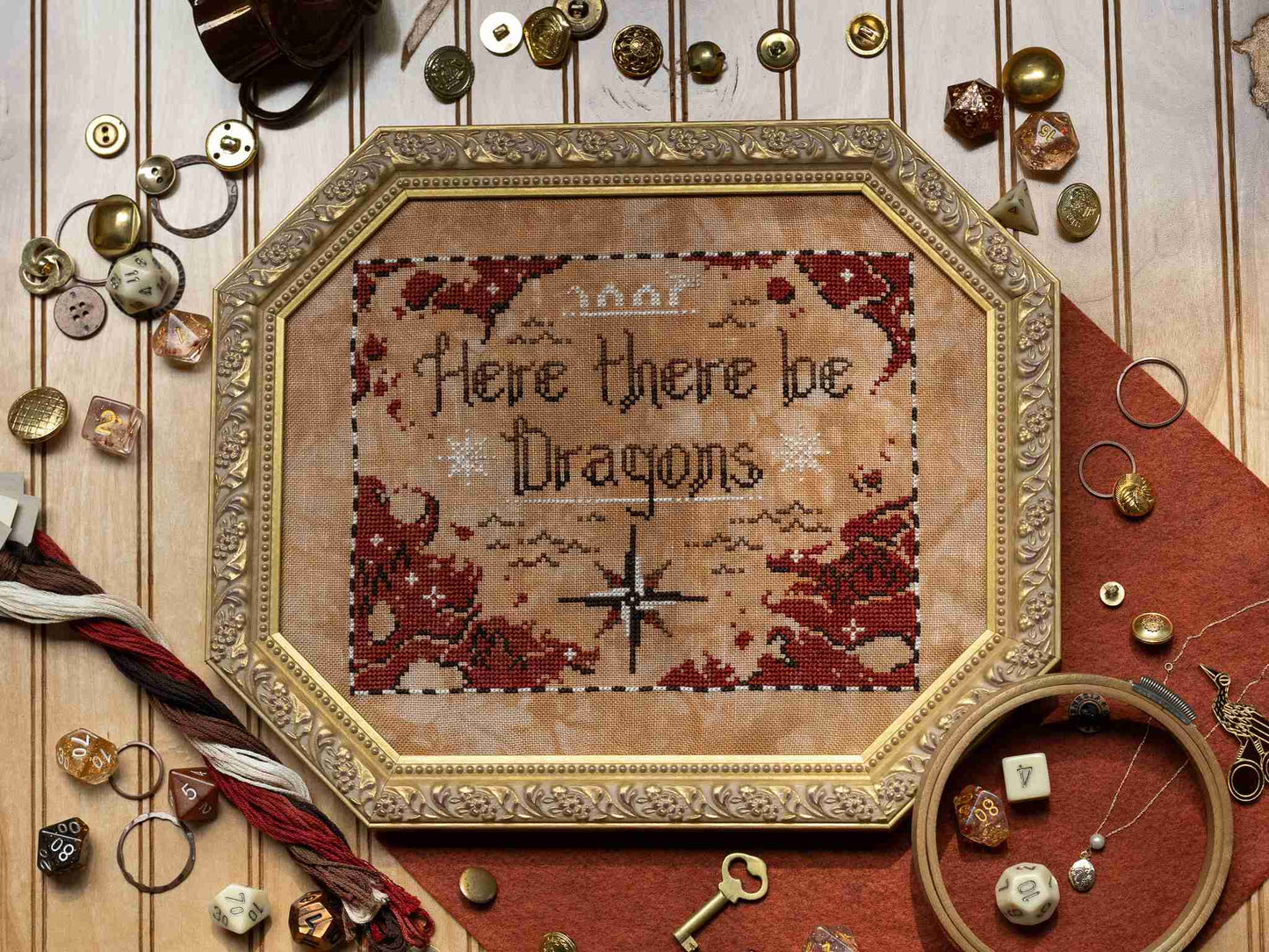 Here There Be Dragons Pattern