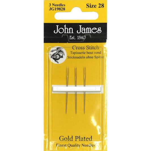 John James Gold Plated Tapestry Needles Size 28