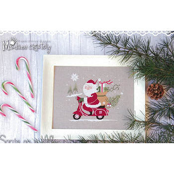 Santa On A Vespa Pattern