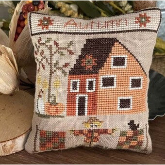 Seasonal Saltbox House Autumn Pattern