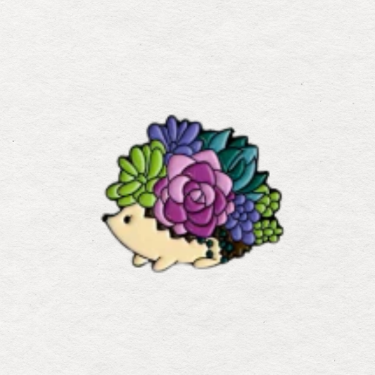 Floral Hedgehog Enamel Needle Minder