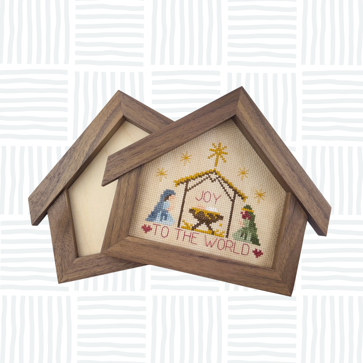 Wood Frame for Joy to the World Nativity by Primrose Cottage Stitches