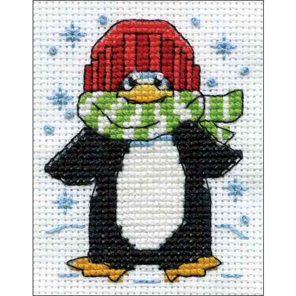 Penguin W/Frame Mini Cross Stitch Kit