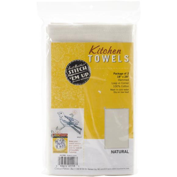 Aunt Martha's Stitch 'Em Up Kitchen Towels 18"X28" 2/Pkg