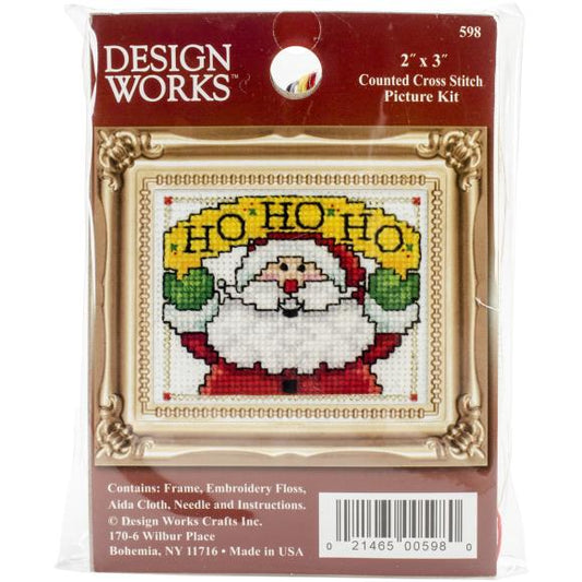 Ho Ho Ho W/Frame Mini Cross Stitch Kit
